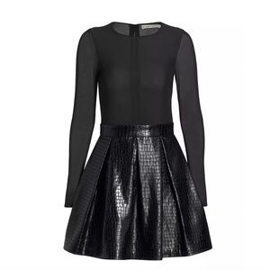 NWT Alice + Olivia Black Croco Chara Dress